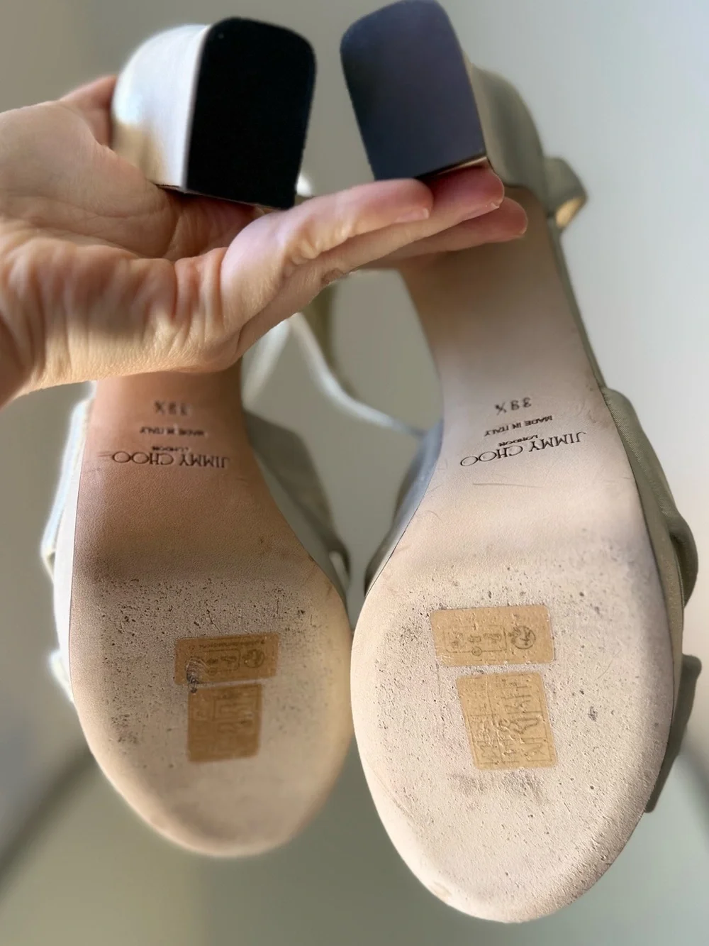 Like new Jimmy Choo Women’s Heloise 80 Shimmer Suede Platform Sandals $1,050